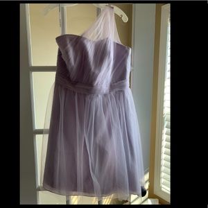 David’s Bridal short one sleeve bridesmaid dress